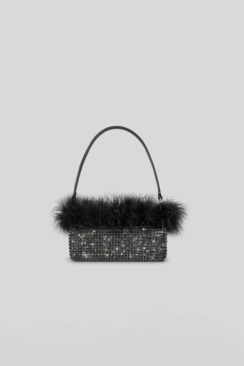Women’s Feather Rhinestones Evening Bagutte Bags