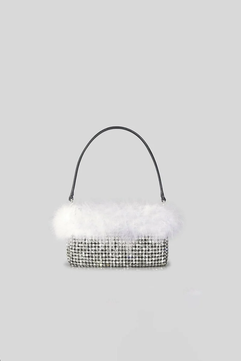 Women’s Feather Rhinestones Evening Bagutte Bags