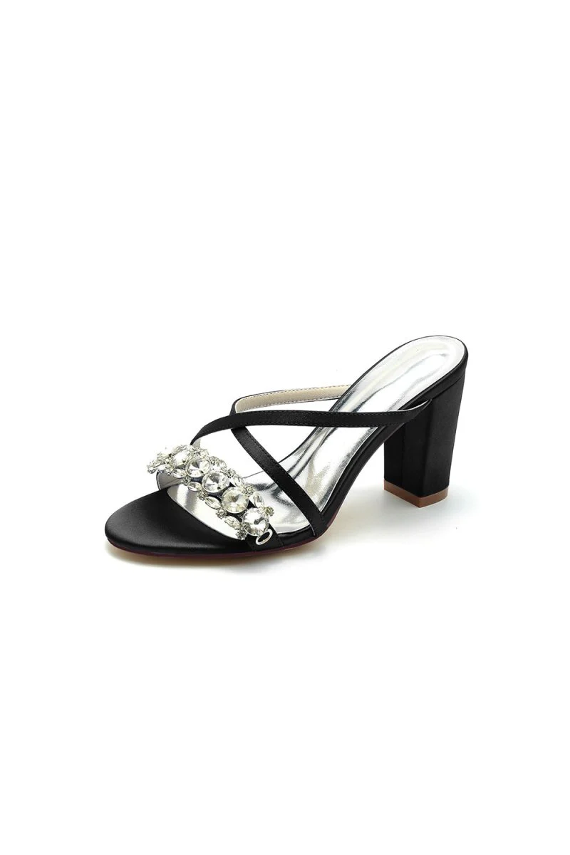 Sliver Open Toe Sandals with Rhinestone