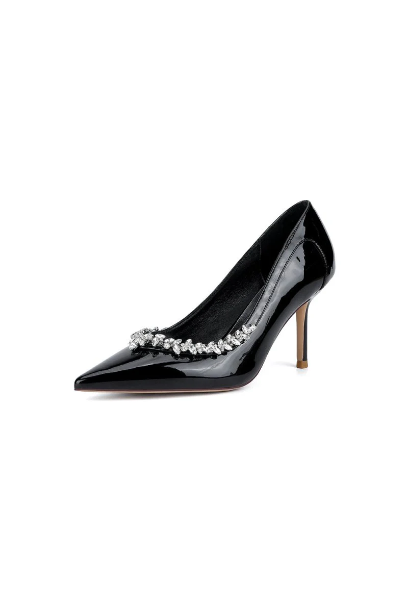 Ivory High Heels with Crystal-Embellished Metal Accent