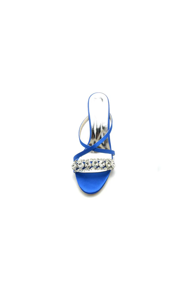 Sliver Open Toe Sandals with Rhinestone