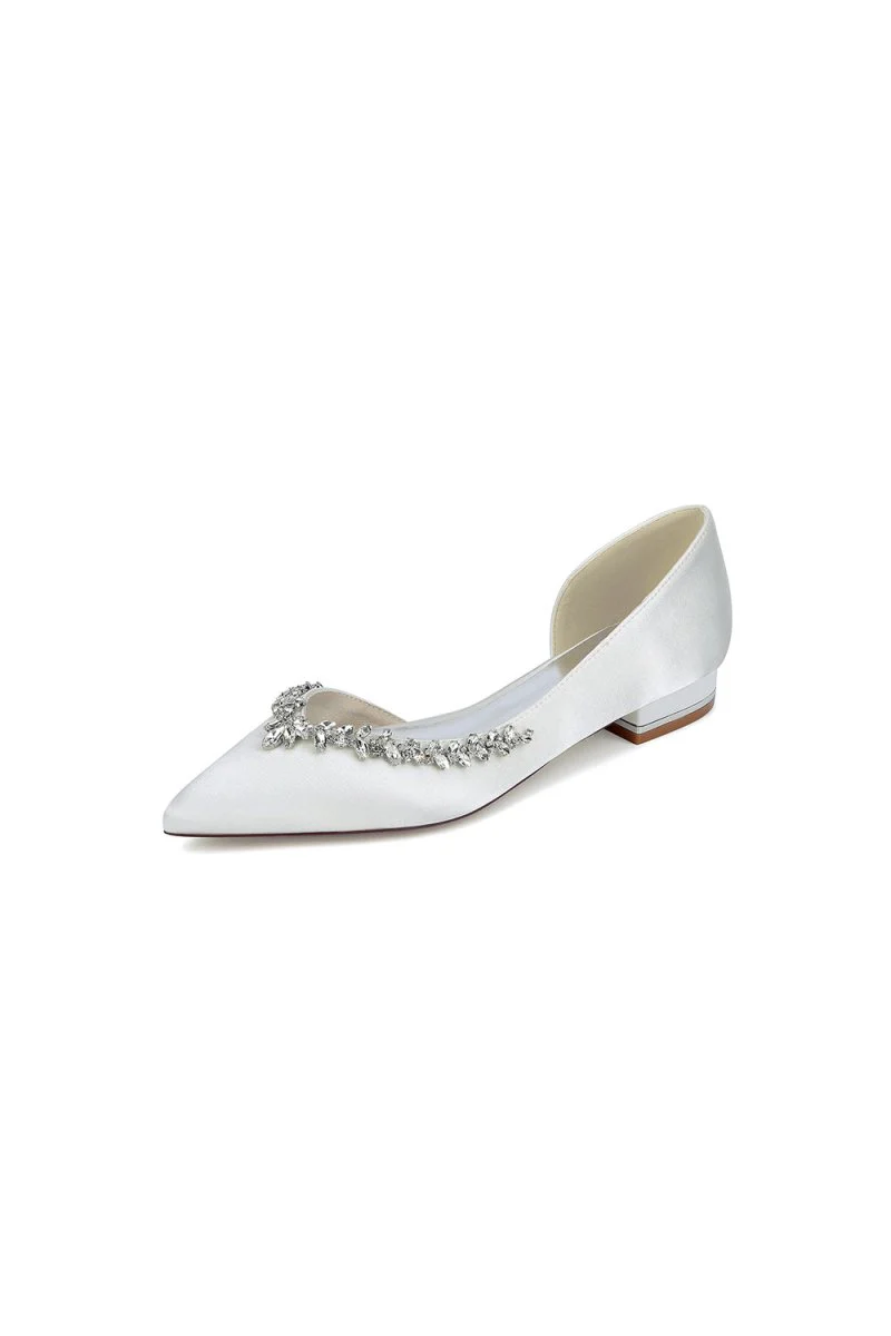 Silver Satin High Heels with Crystal Embellishments 18448-11YK
