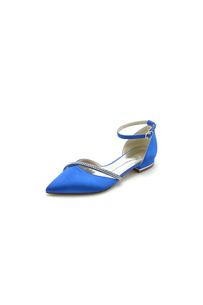 Pointed Toe Beaded Ankle Strap Kitten Heels