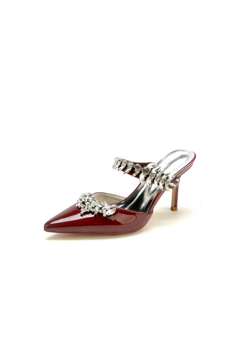 Champagne Pointed Toe Wedding Shoes with Rhinestone