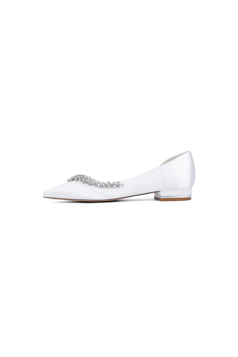Silver Satin High Heels with Crystal Embellishments 18448-11YK