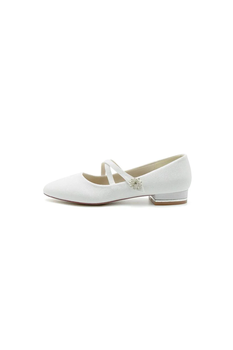 White Pointed Toe Wedding Flats