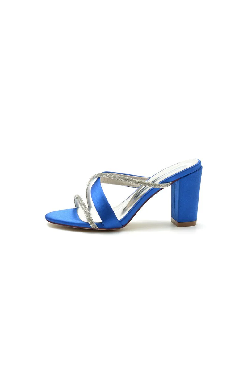 Black Satin High-Heeled Sandals