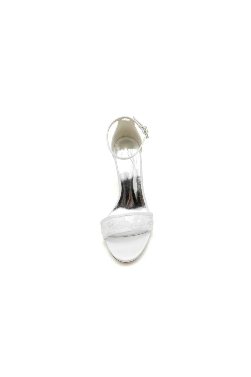 Champagne High Heels with Transparent Heel and Lace Ankle Strap