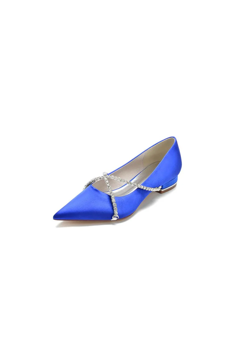 Pointed Toe Rhinestone Strap Kitten Heels