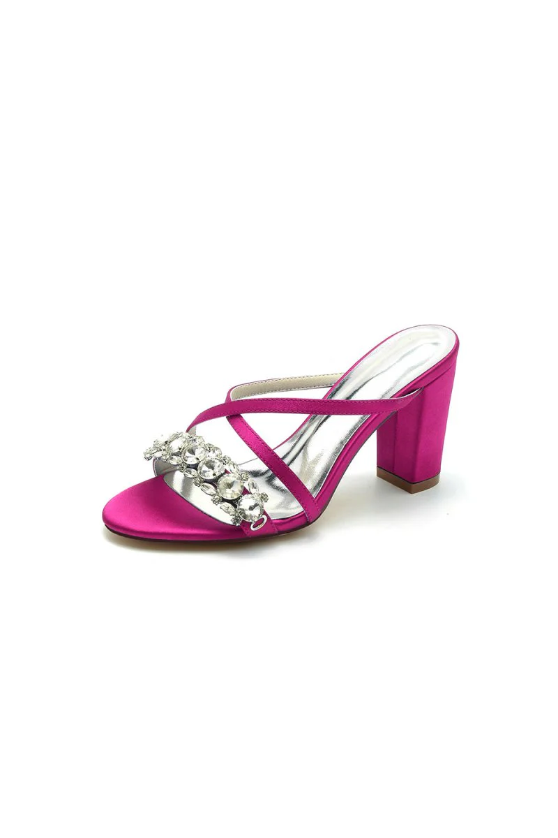 Sliver Open Toe Sandals with Rhinestone