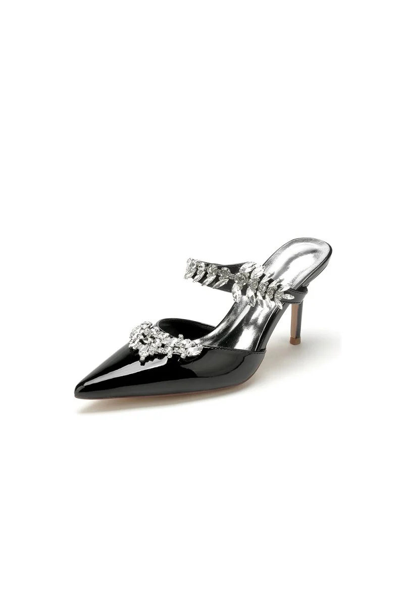 Champagne Pointed Toe Wedding Shoes with Rhinestone
