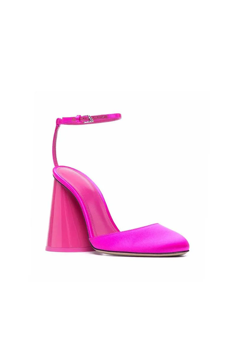 Green Ankle Strap Block Heel Sandals