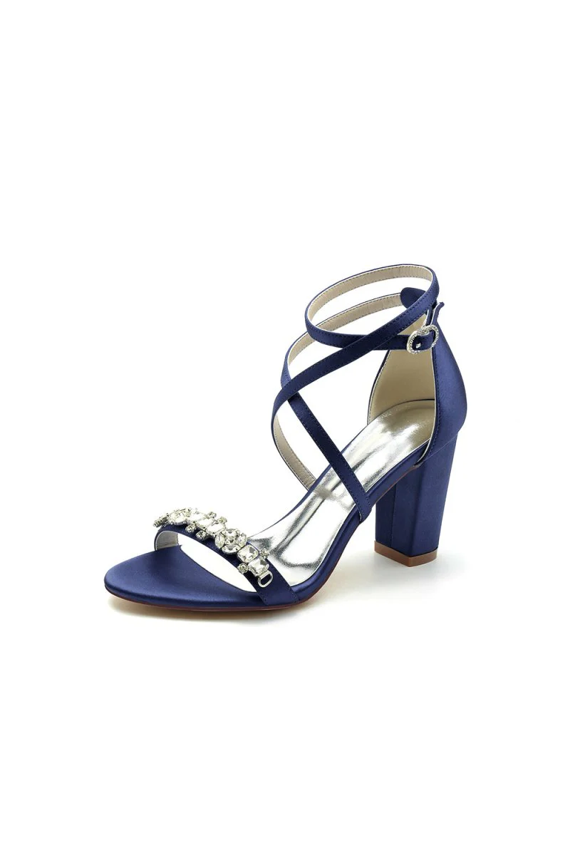 Fuchsia High Heels with Crossed Straps and Metal Accents