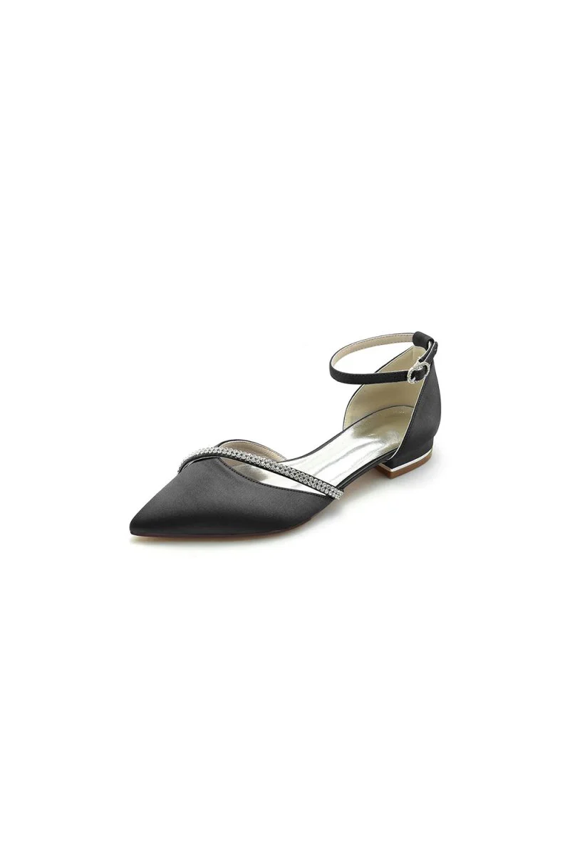 Pointed Toe Beaded Ankle Strap Kitten Heels