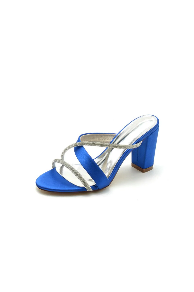 Black Satin High-Heeled Sandals