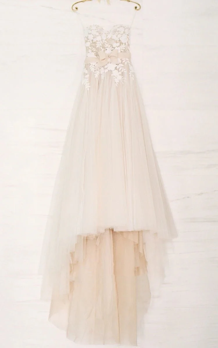 Ethereal A-Line Beach Tulle Wedding Dress With Spaghetti Straps And Open Back