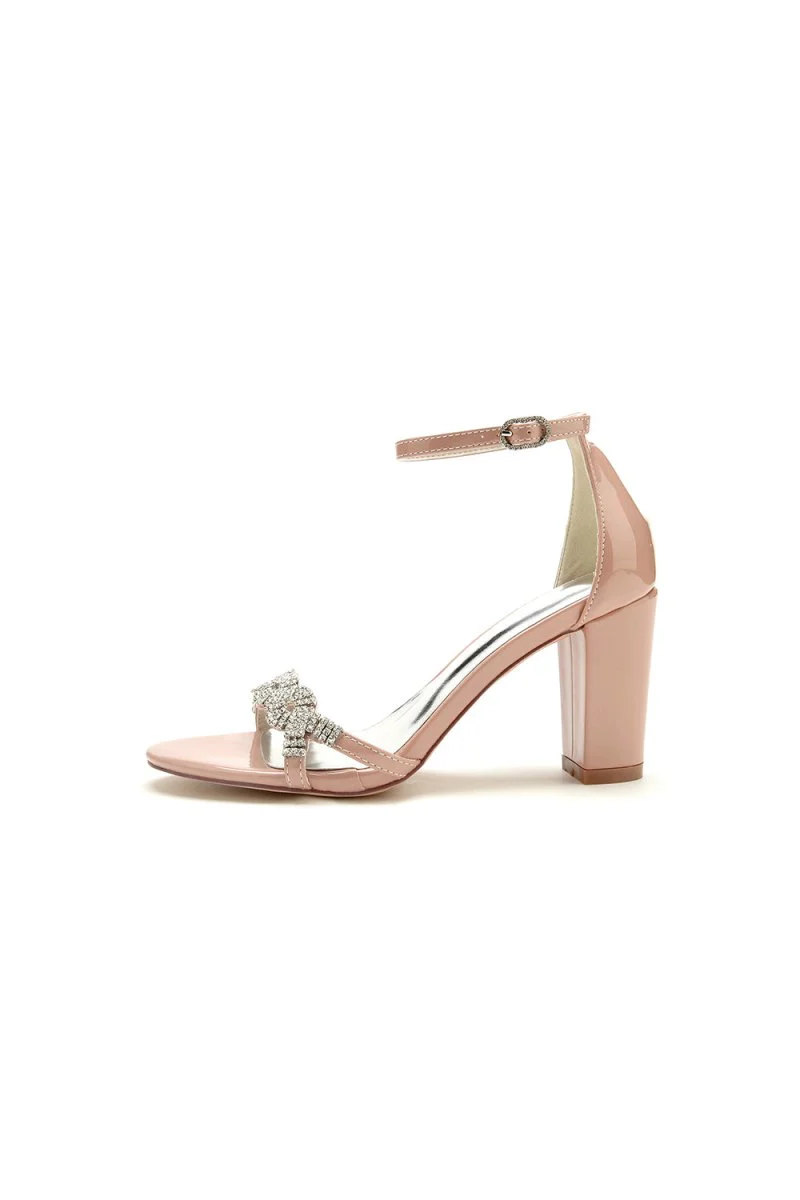 Burgundy High Heels with a Silver Crystal Bow
