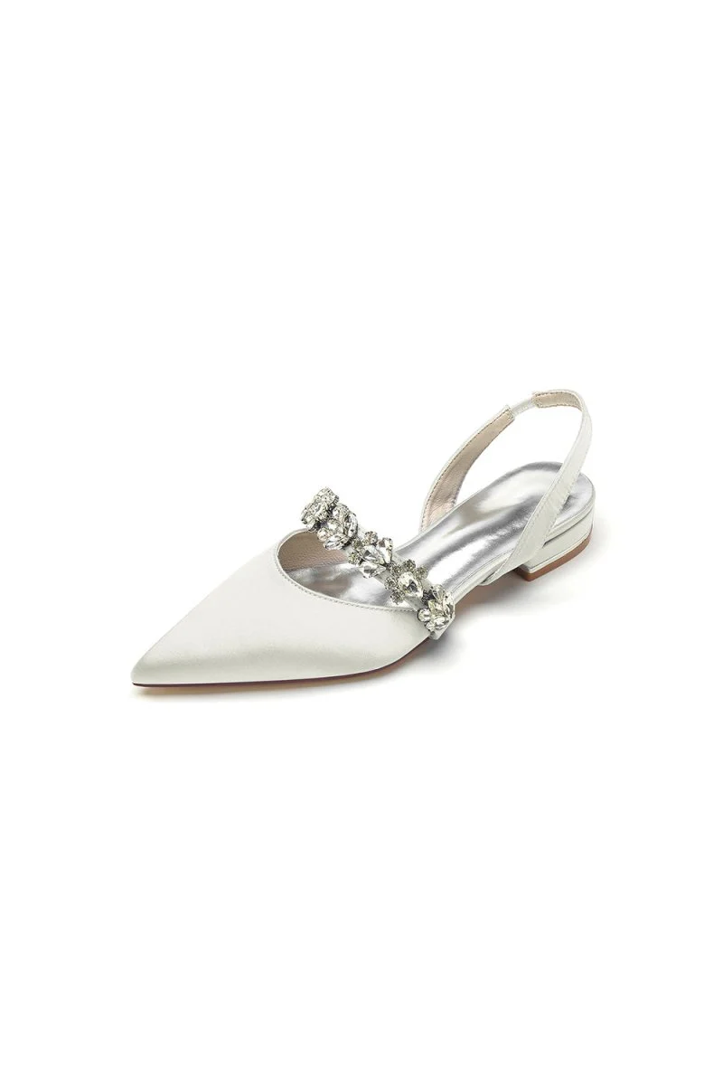 Pointed Toe Wedding Flats with Rhinestone
