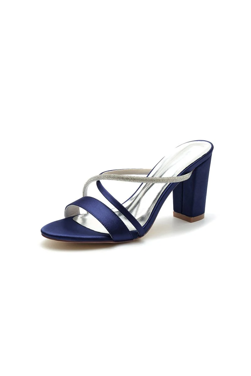 Cross Strap Open Toe High Heels With Rhinestone