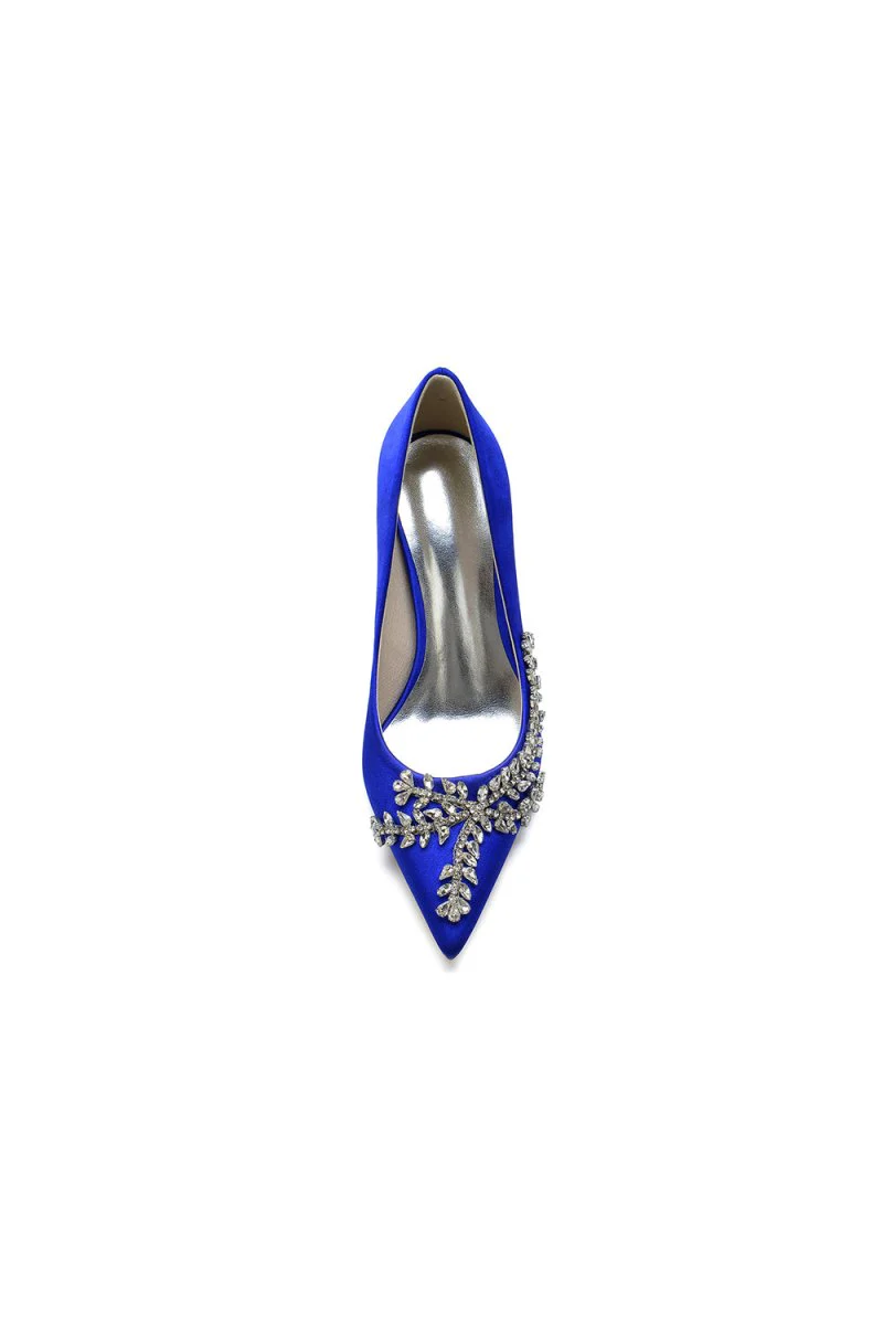 Cocktail Pointed Toe Crystal Satin High Heels