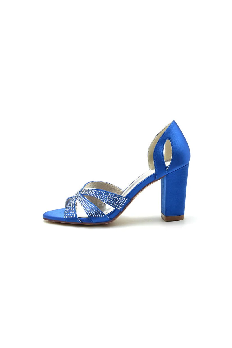 Navy Blue High Heels with Silver Heel