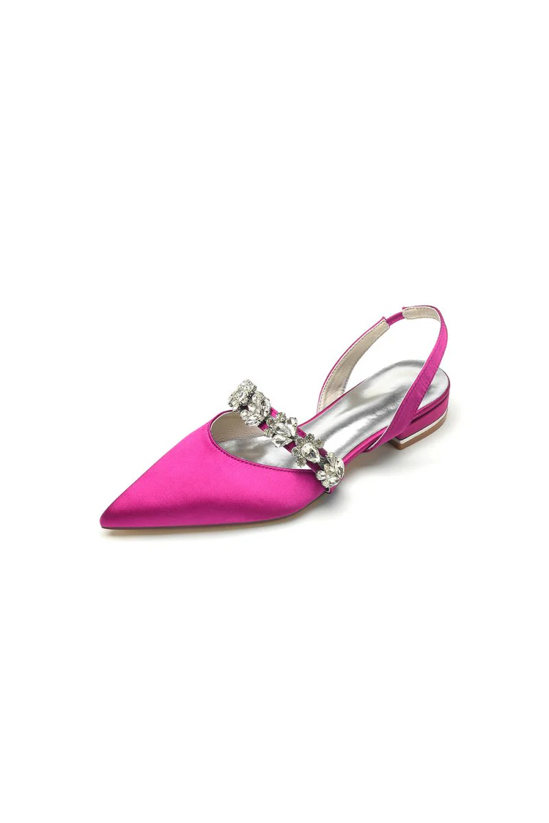 Pointed Toe Wedding Flats with Rhinestone