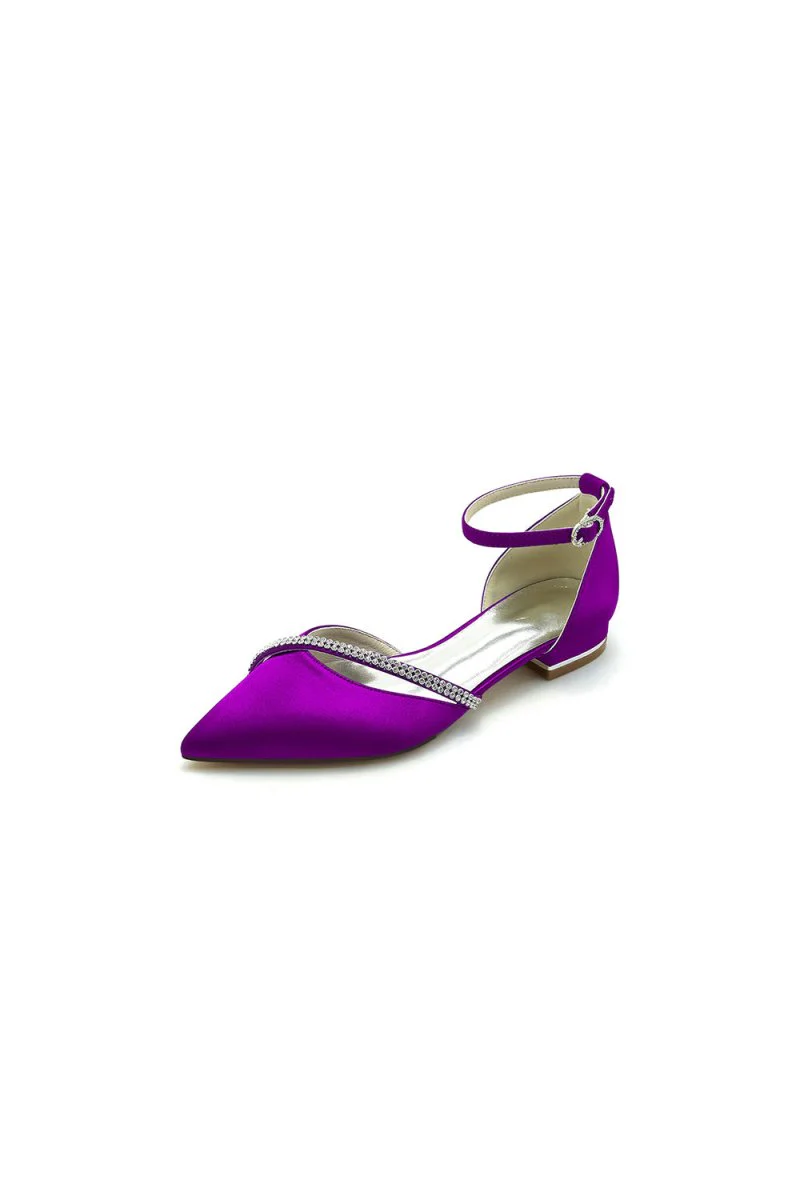 Pointed Toe Beaded Ankle Strap Kitten Heels