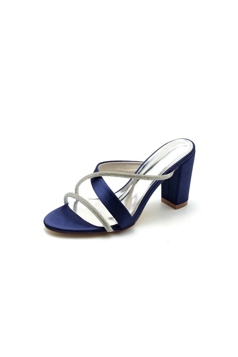 Black Satin High-Heeled Sandals