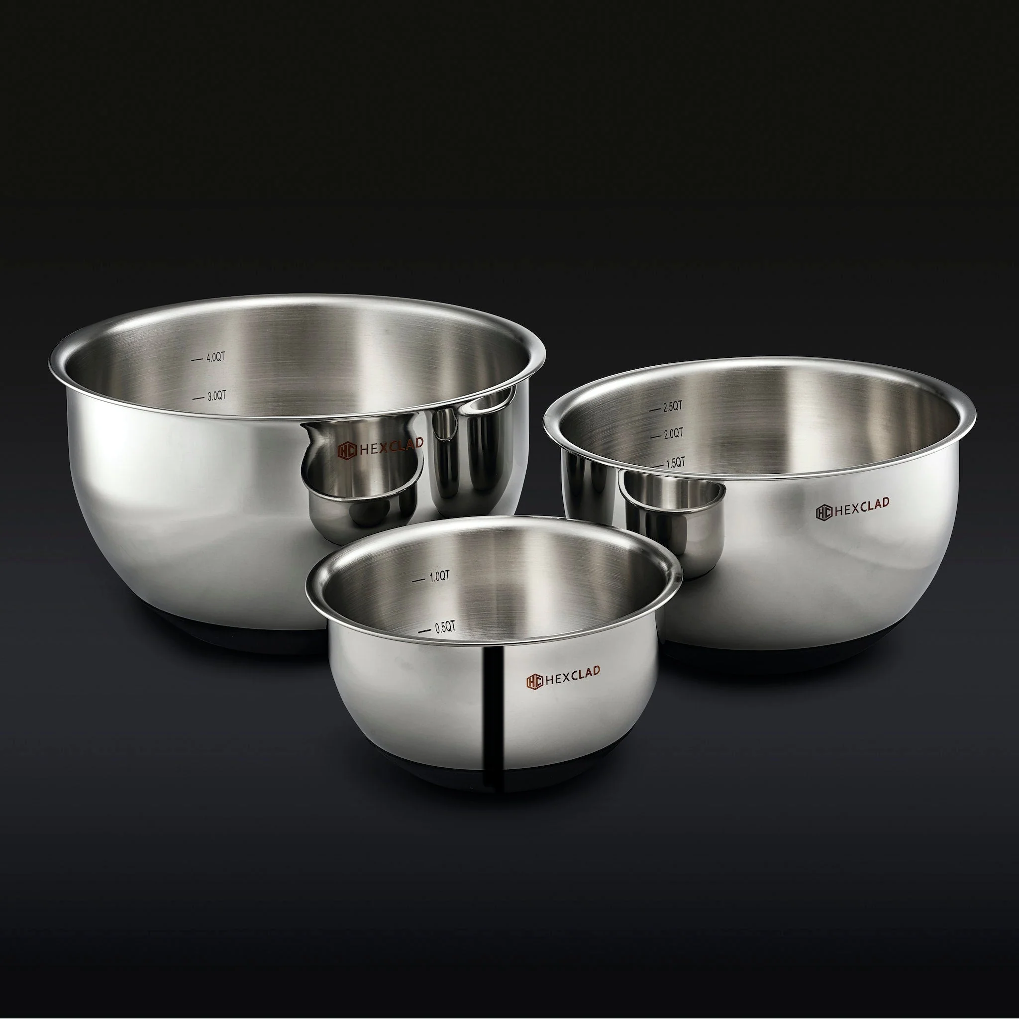 Stainless Mixing Bowl Set with Vacuum Seal Lids, 6-pc