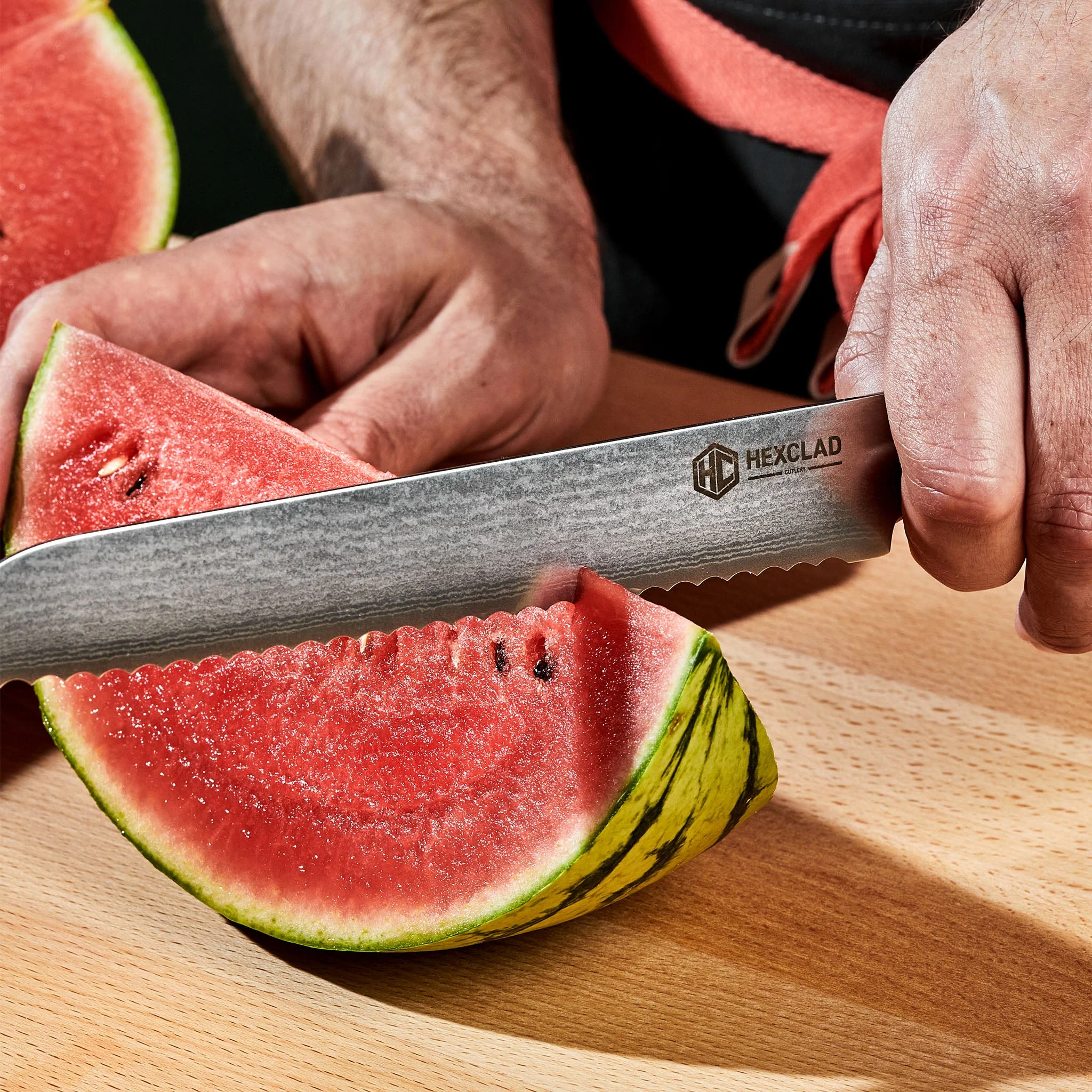 Damascus Steel Serrated Bread Knife, 8