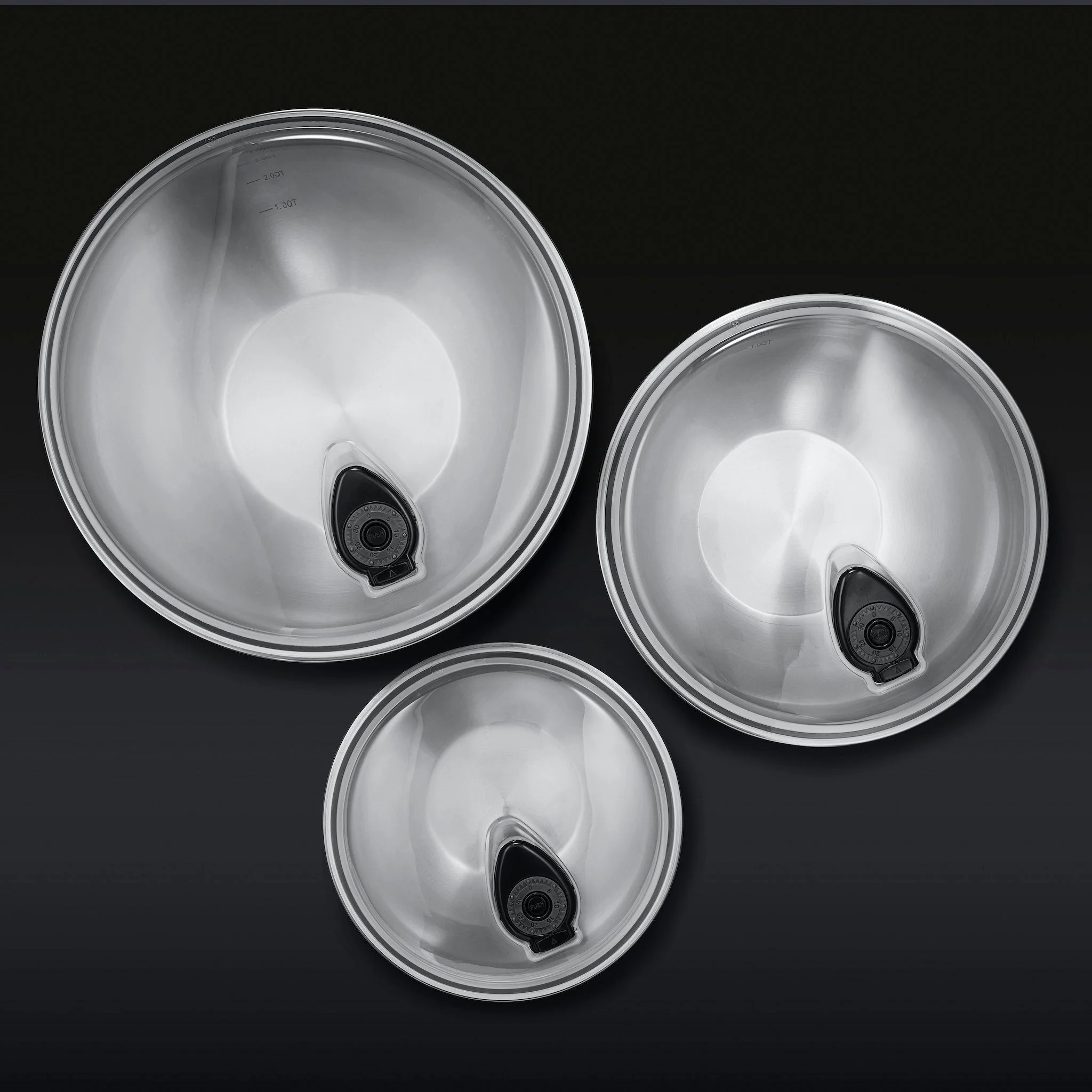 Stainless Mixing Bowl Set with Vacuum Seal Lids, 6-pc