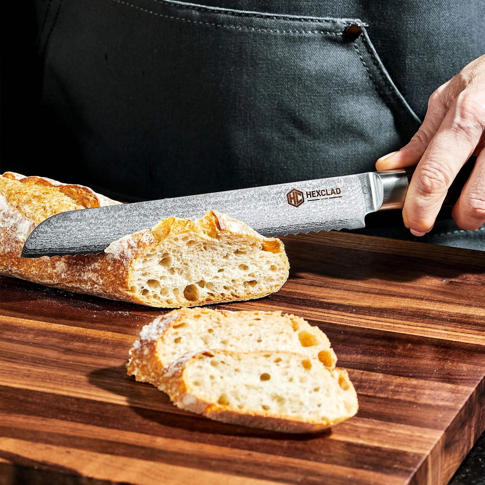 Damascus Steel Serrated Bread Knife, 8