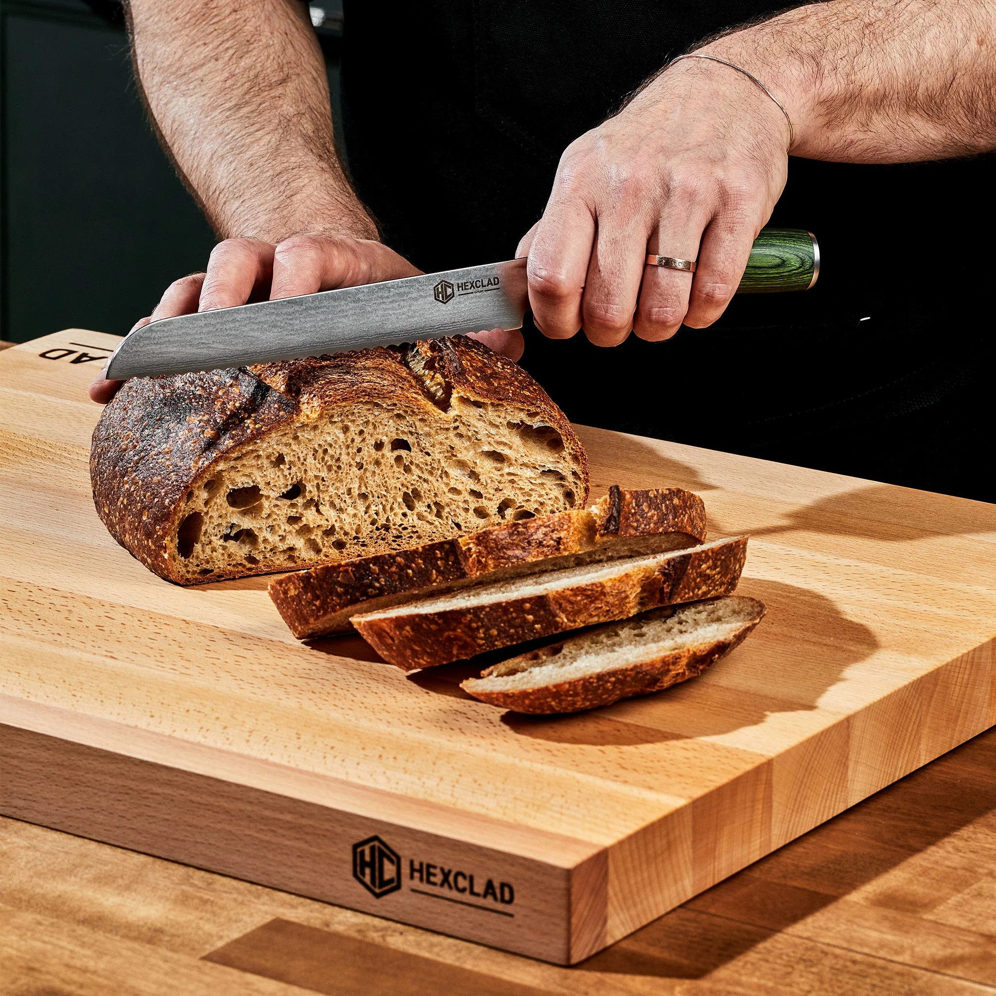 Damascus Steel Serrated Bread Knife, 8