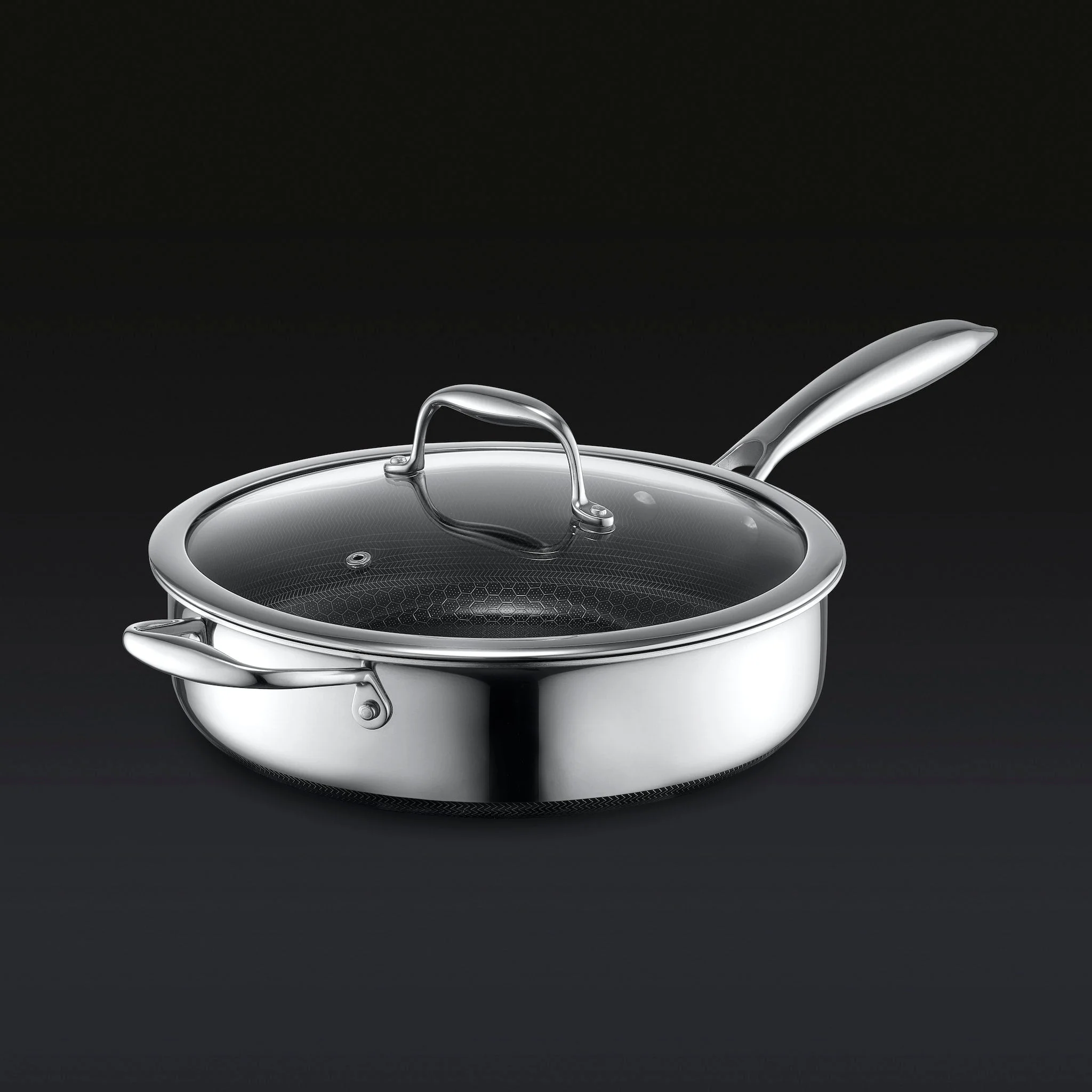 Hybrid Deep Sauté Pan with Lid, 3.3-Qt