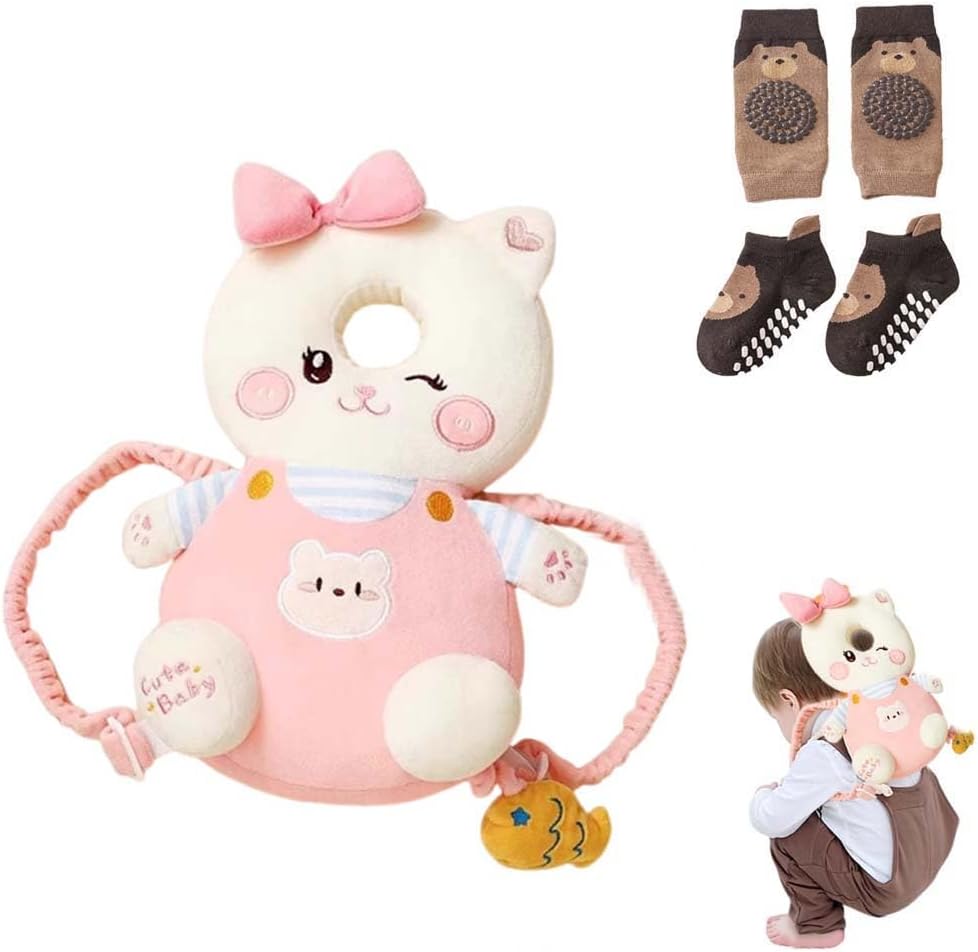 Bambebe Baby Head Protection Pillow Head Protection Backpack Safety Pads Adjustable Size Baby Head Protector for 4-24 Months Toddler Baby Safety Helmet Baby Harness Baby Walking(Turtle)