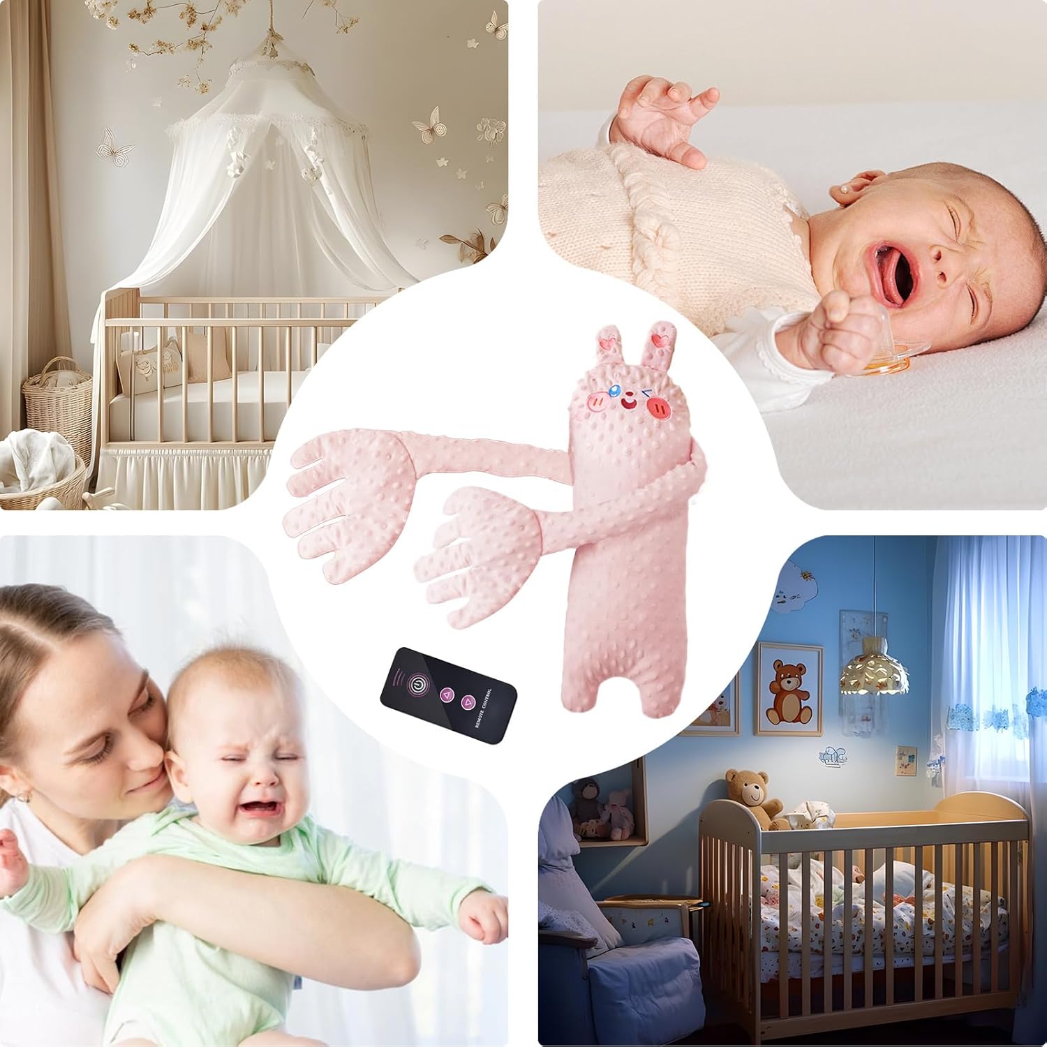 Baby Pattel, bébé tapant le jouet endormi,Baby taper un oreiller de sommeil en arrière pour dormir - Jouets en bas âge en forme d'animaux électriques avec télécommande, décoration de pépinière Prévent