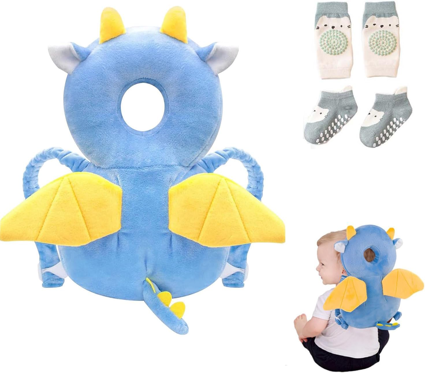 Bambebe Baby Head Protection Pillow Head Protection Backpack Safety Pads Adjustable Size Baby Head Protector for 4-24 Months Toddler Baby Safety Helmet Baby Harness Baby Walking(Turtle)