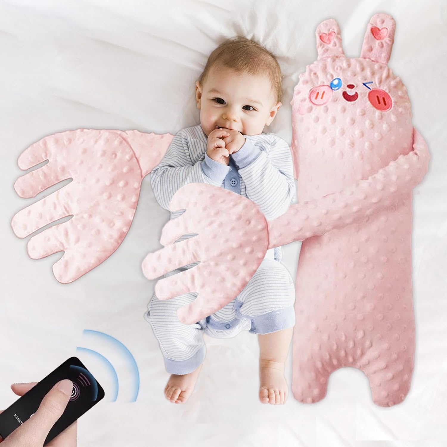 Baby Pattel, bébé tapant le jouet endormi,Baby taper un oreiller de sommeil en arrière pour dormir - Jouets en bas âge en forme d'animaux électriques avec télécommande, décoration de pépinière Prévent