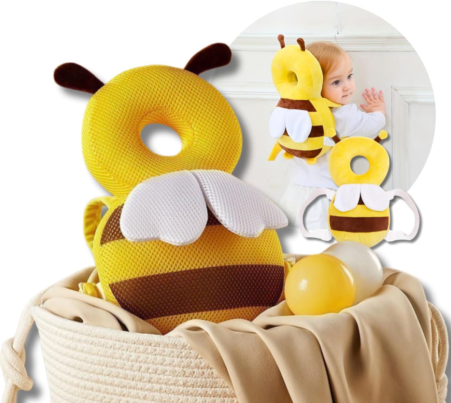 DreamNest - ABI - Anti-Fall Baby Pillow - Polyester Pillow, Compact Size, Breathable and Hypoallergenic, Ideal for First Steps, 18 x 2