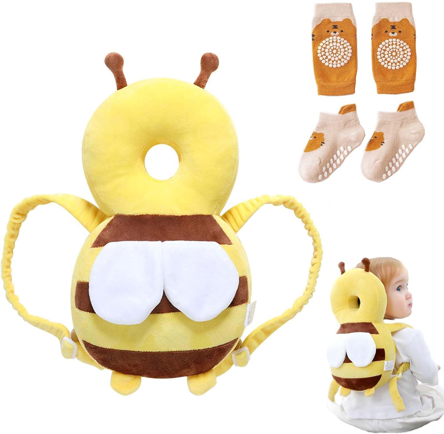 Bambebe Baby Head Protection Pillow Head Protection Backpack Safety Pads Adjustable Size Baby Head Protector for 4-24 Months Toddler Baby Safety Helmet Baby Harness Baby Walking(Turtle)