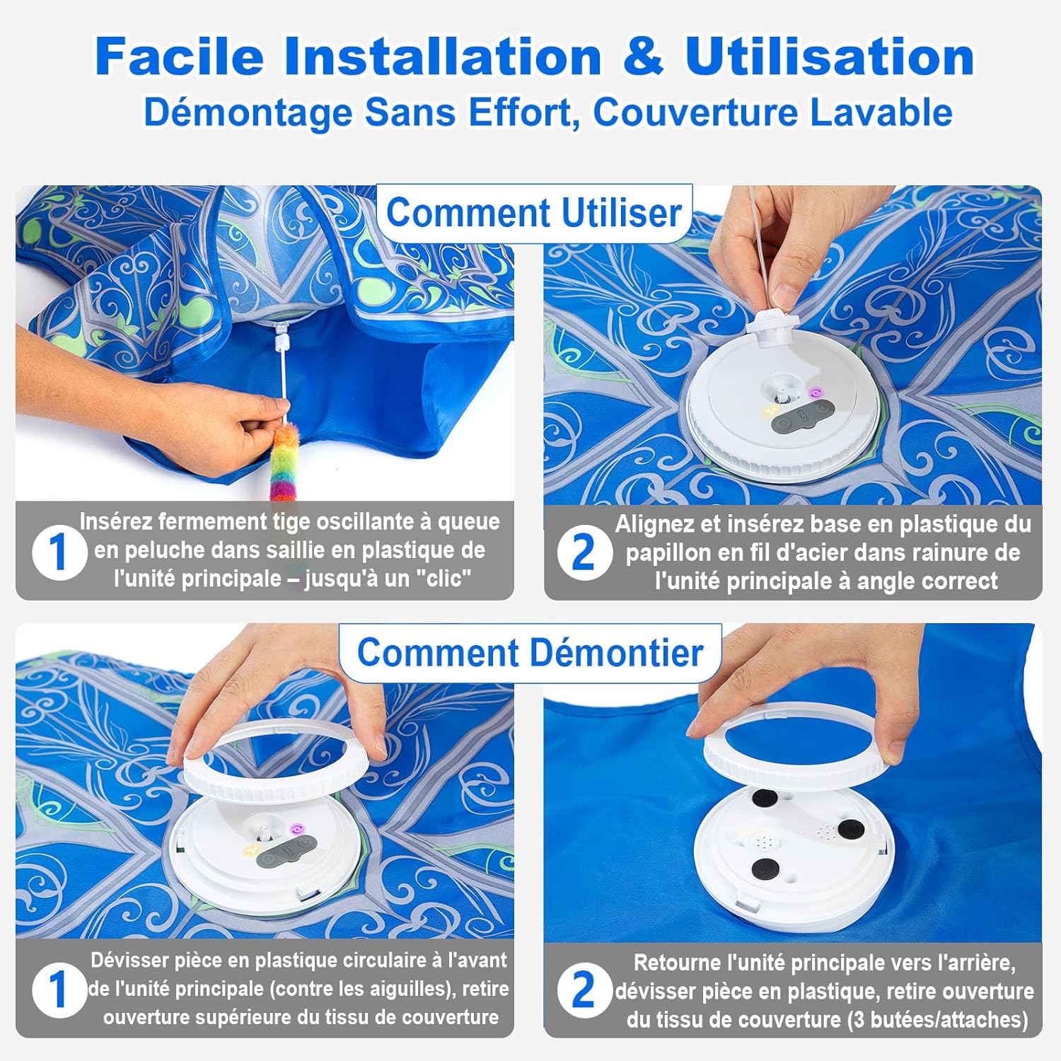 [Buy one get one free] Qraxond Interactive Indoor Cat Toy, [New Upgraded Version] Touch Activated Rechargeable Kitten Toy with Hide Seek Game and Twisting Element