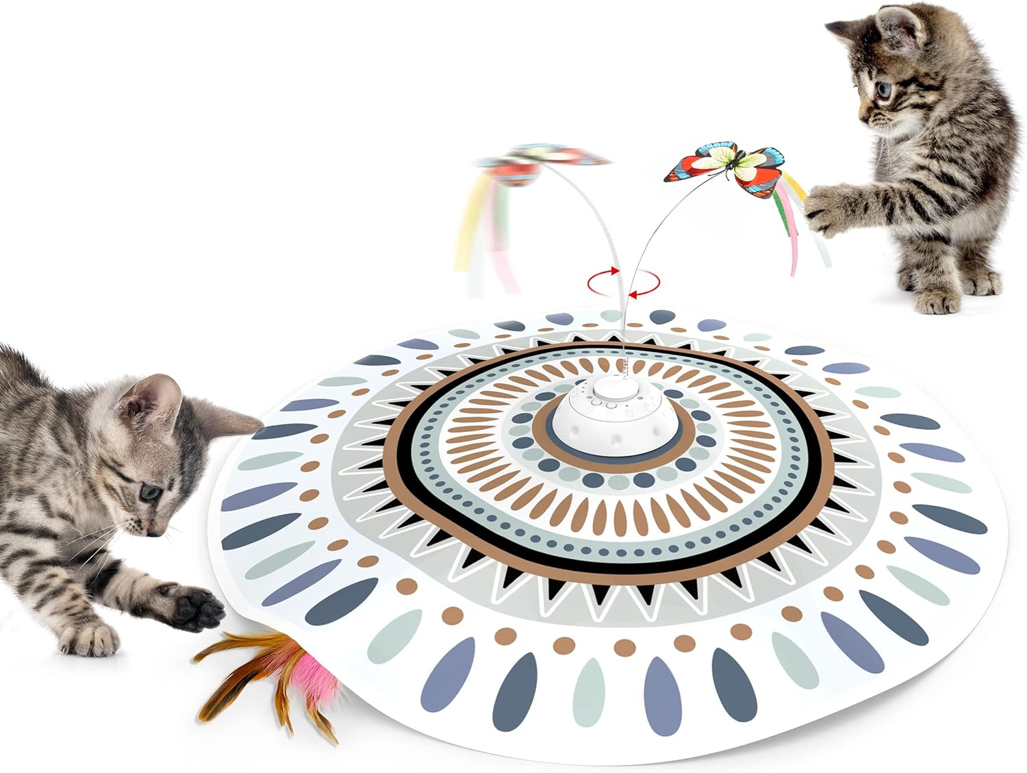 Potaroma Rechargeable Interactive Cat Toy - 3 in 1 Automatic Kitten and Indoor Cats with Floating Butterfly, Feather Wand and Cover