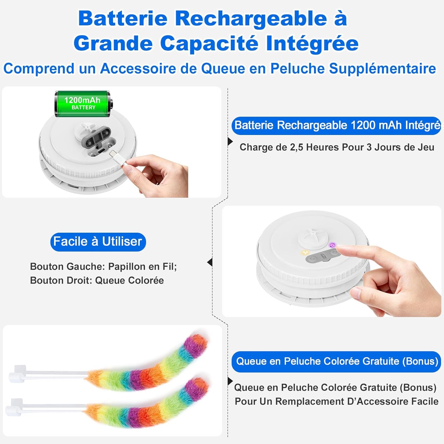 [Buy one get one free] Qraxond Interactive Indoor Cat Toy, [New Upgraded Version] Touch Activated Rechargeable Kitten Toy with Hide Seek Game and Twisting Element