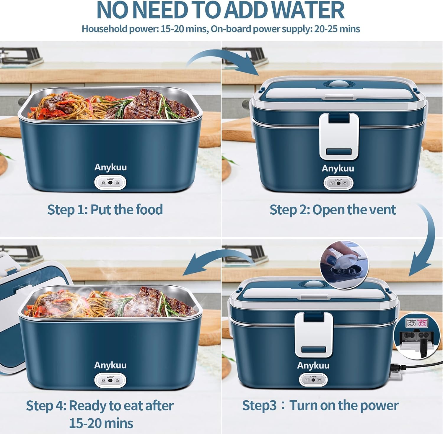 100 W Electric Heating Bowl 1.8 L Fast Heating 12 V/24 V, 220 V/240 V, Electric Heated Lunch Box for Home and Car Easy to Clean, with Constant Temperature Insulation Bag