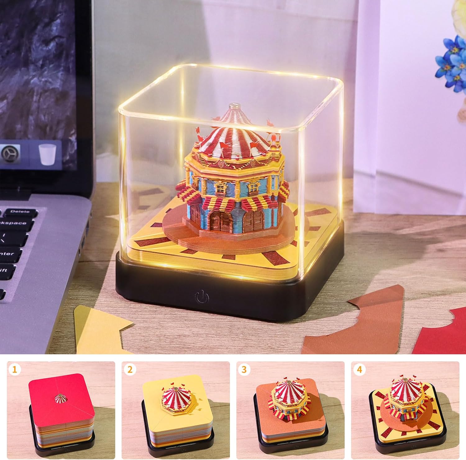 [Buy one get one free] 2026 3D Paper Art Desk Calendar with LED Light – Decorative Carved Calendar for Home & Office