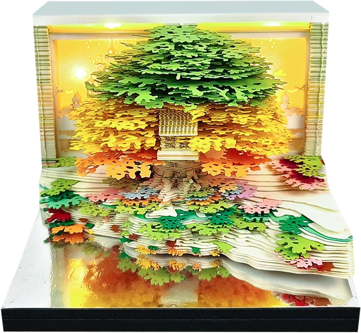 [Buy one get one free] 2026 3D Paper Art Desk Calendar with LED Light – Decorative Carved Calendar for Home & Office