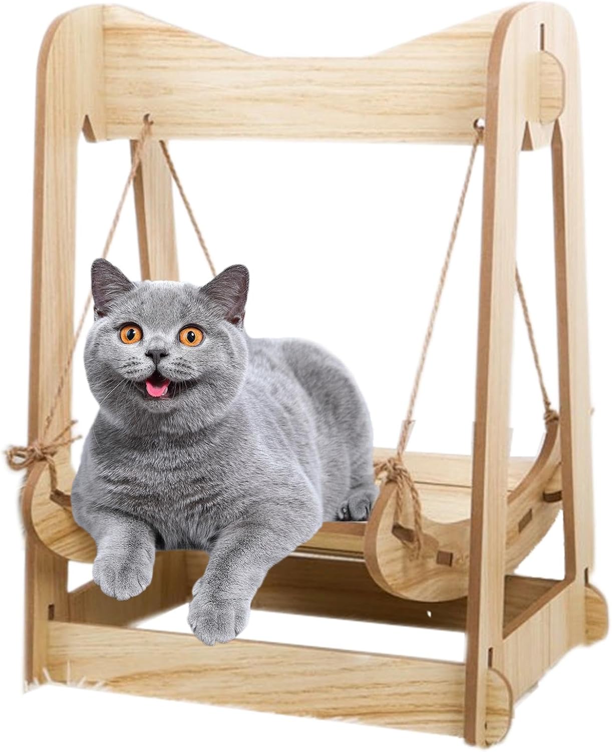 Vriusi Wooden Cat Hammock Swing, Pet Resting Bed, Cat Bed Indoor, Cat Hammock Couch, Cat Swing Bed, Small Animal Hammock, Bunny Resting Bed, Kitten Cat Couch, Wooden Pet Swing, Indoor Cat Bed