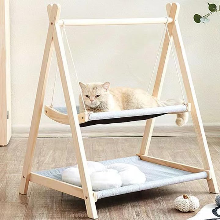 WVENTKF Lit De BalançAge De Chat,Lit De Hamac De Chat à Couche IntéRieure,Lit De Chat éLevé Lit De Chaton Swing pour Chats IntéRieurs Et Grands
