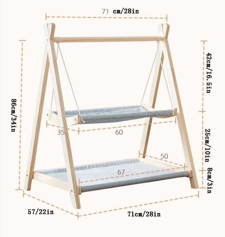 WVENTKF Lit De BalançAge De Chat,Lit De Hamac De Chat à Couche IntéRieure,Lit De Chat éLevé Lit De Chaton Swing pour Chats IntéRieurs Et Grands