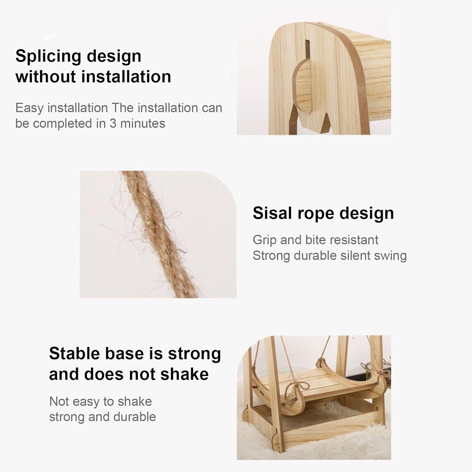 Vriusi Wooden Cat Hammock Swing, Pet Resting Bed, Cat Bed Indoor, Cat Hammock Couch, Cat Swing Bed, Small Animal Hammock, Bunny Resting Bed, Kitten Cat Couch, Wooden Pet Swing, Indoor Cat Bed